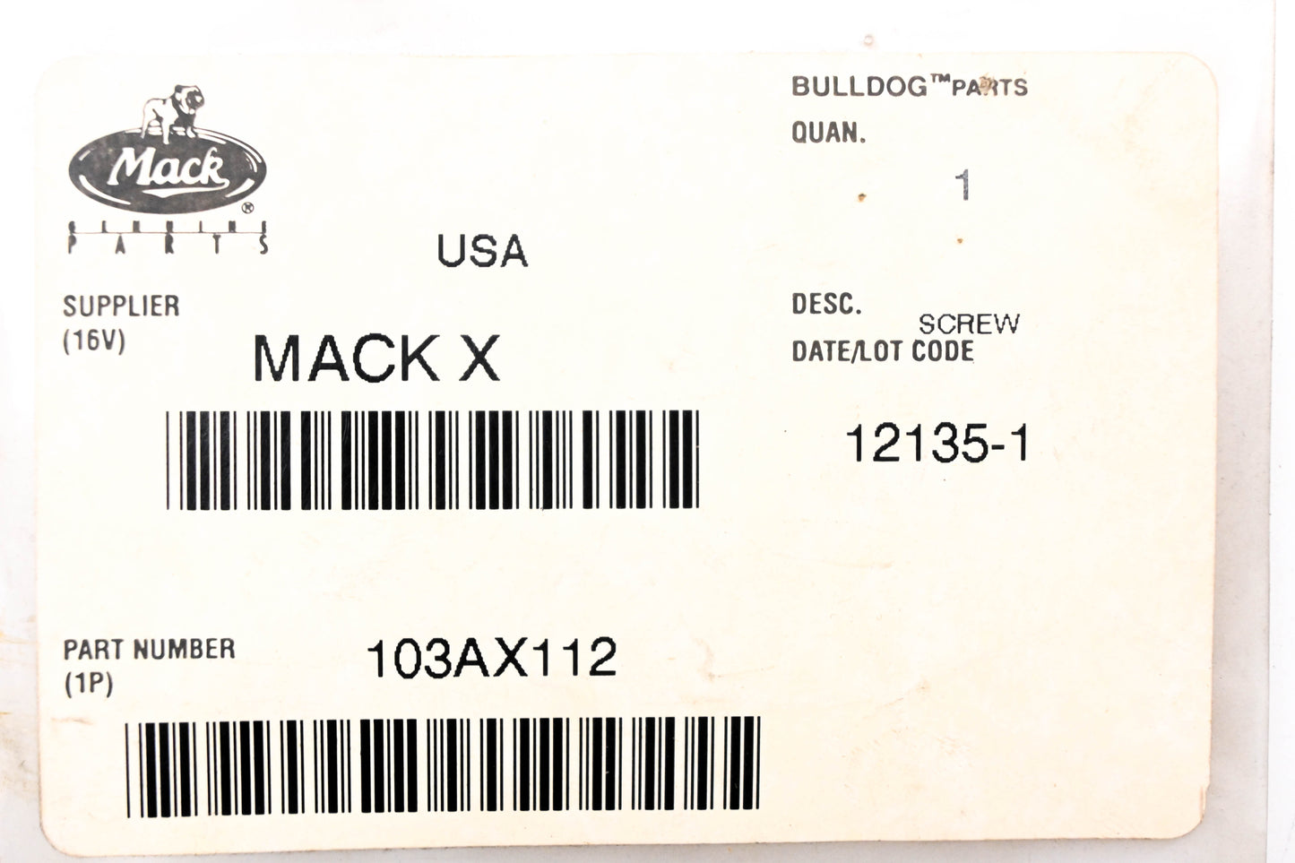 Mack 103AX112 Screw NOS