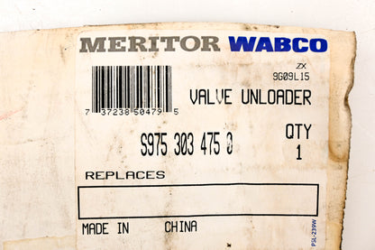Meritor S975 303 475 0, S9753034750 Valve Unloader NOS