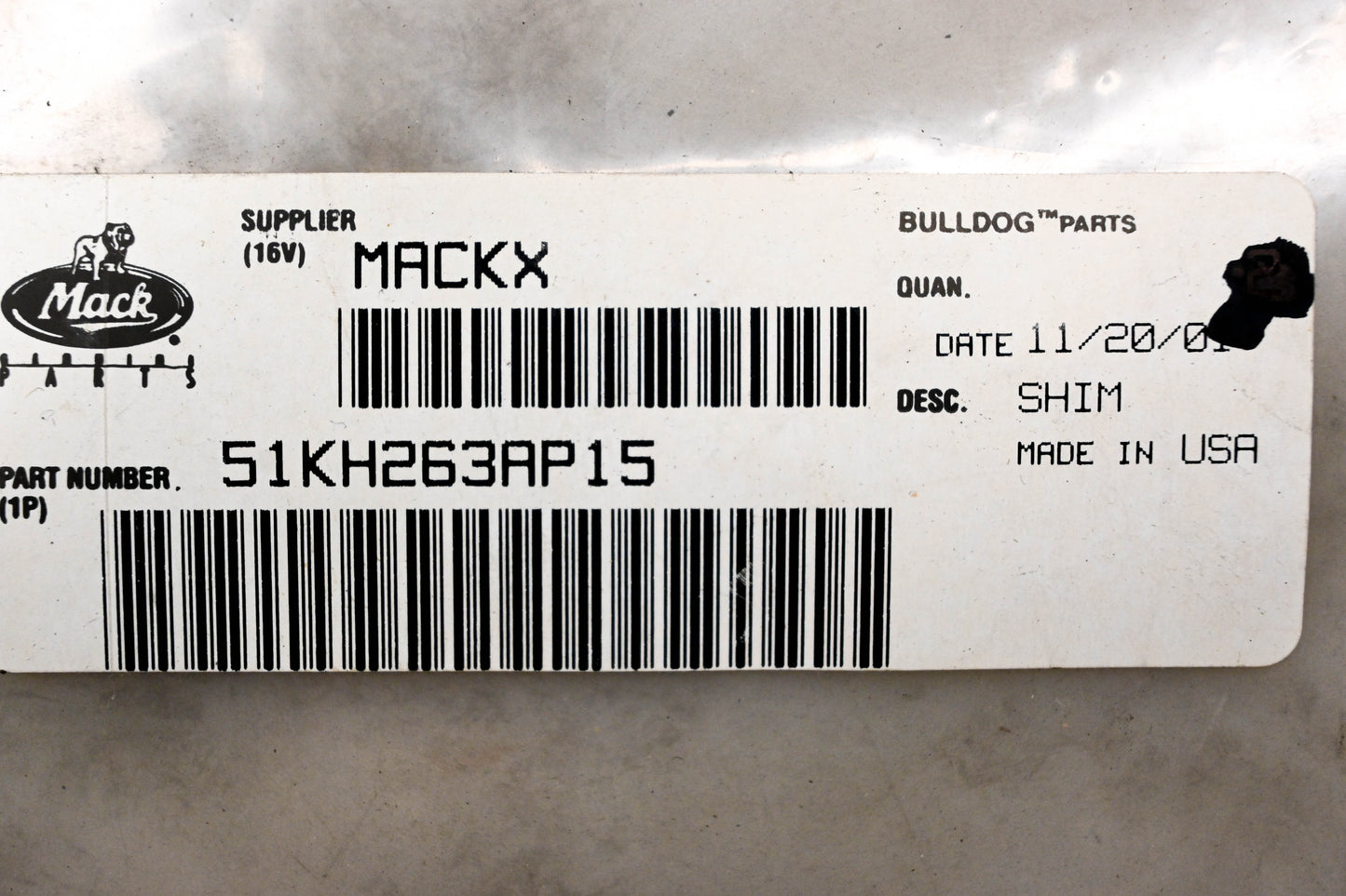Mack 51KH263AP15 Shim .015" NOS