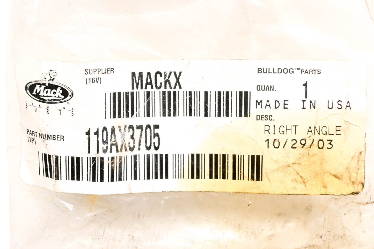 Mack 119AX3705, 119AX-3705 Right Angle Speedometer Adapter NOS