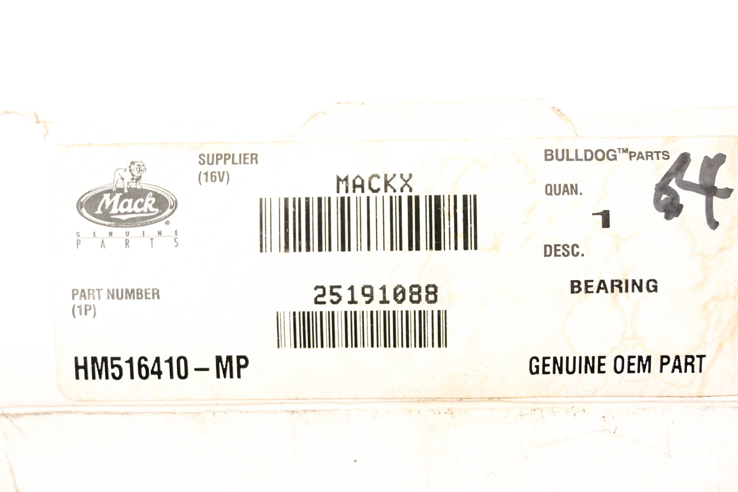 Mack 25191088, HM516410-MP Hyatt Bearing Cup NOS