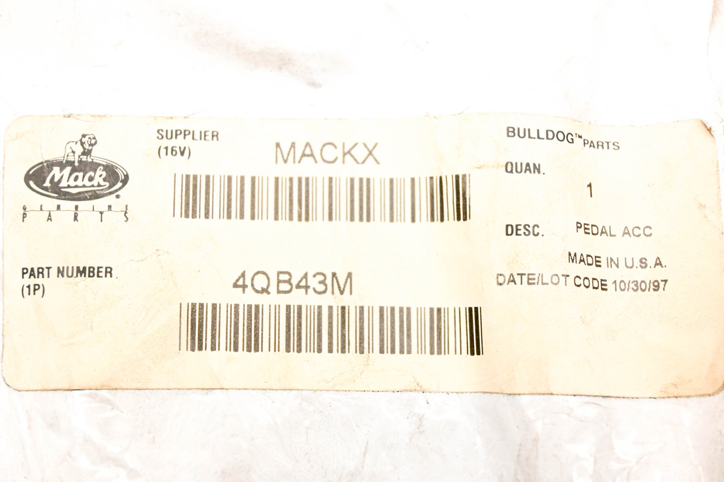 Mack 4QB43M Pedal NOS