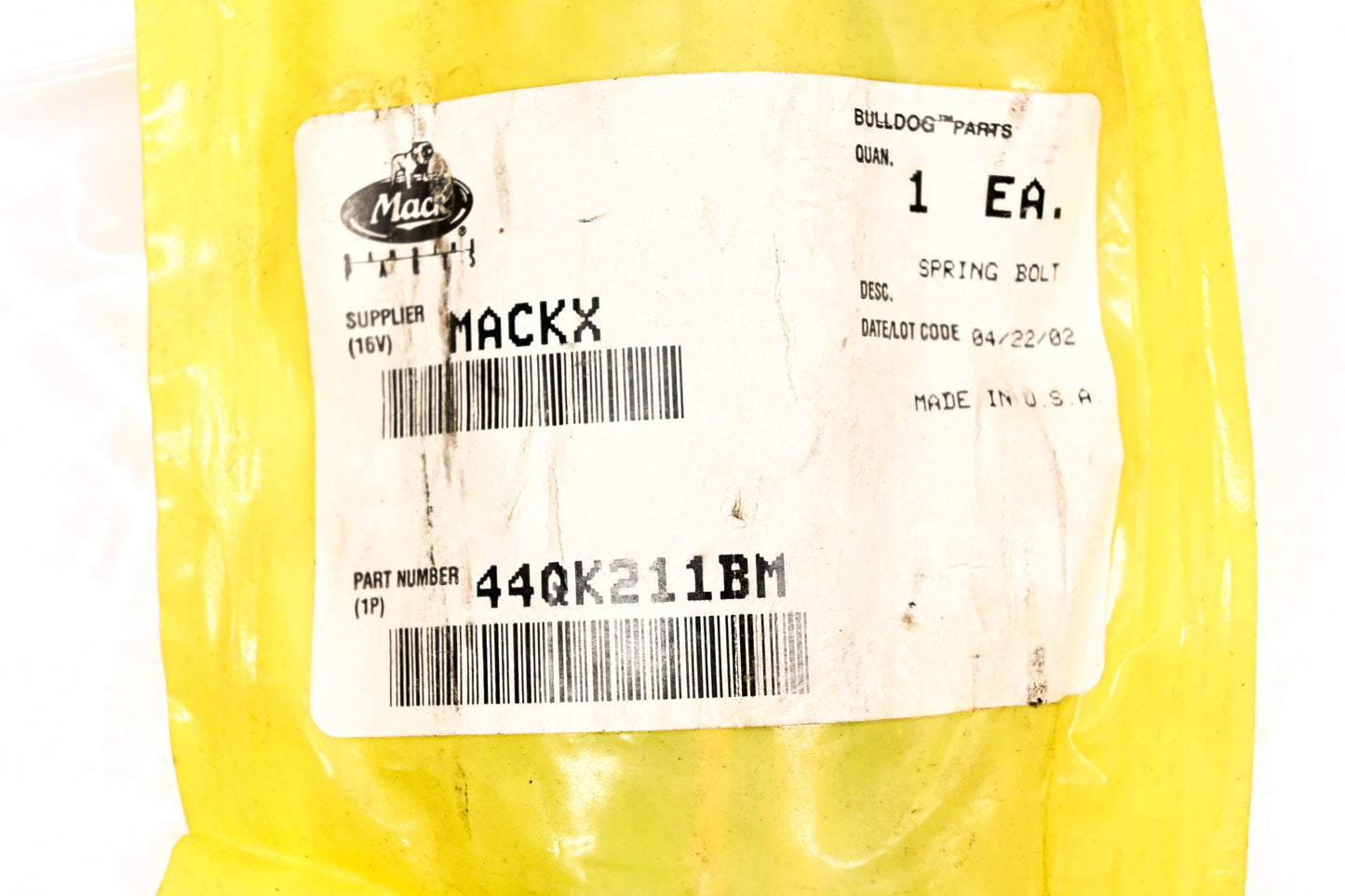 Mack 44QK211BM Spring Pin NOS