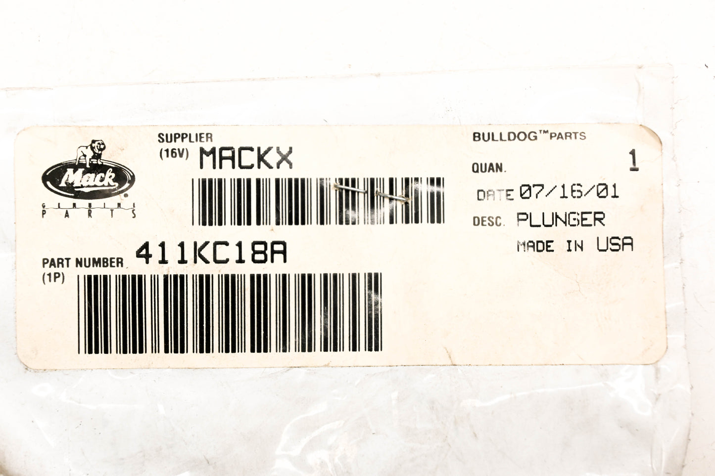 Mack 411KC18A Plunger NOS