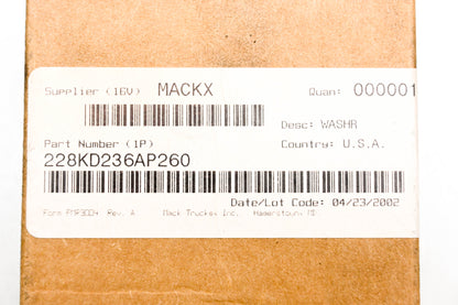 Mack 228KD236AP260 Washer NOS