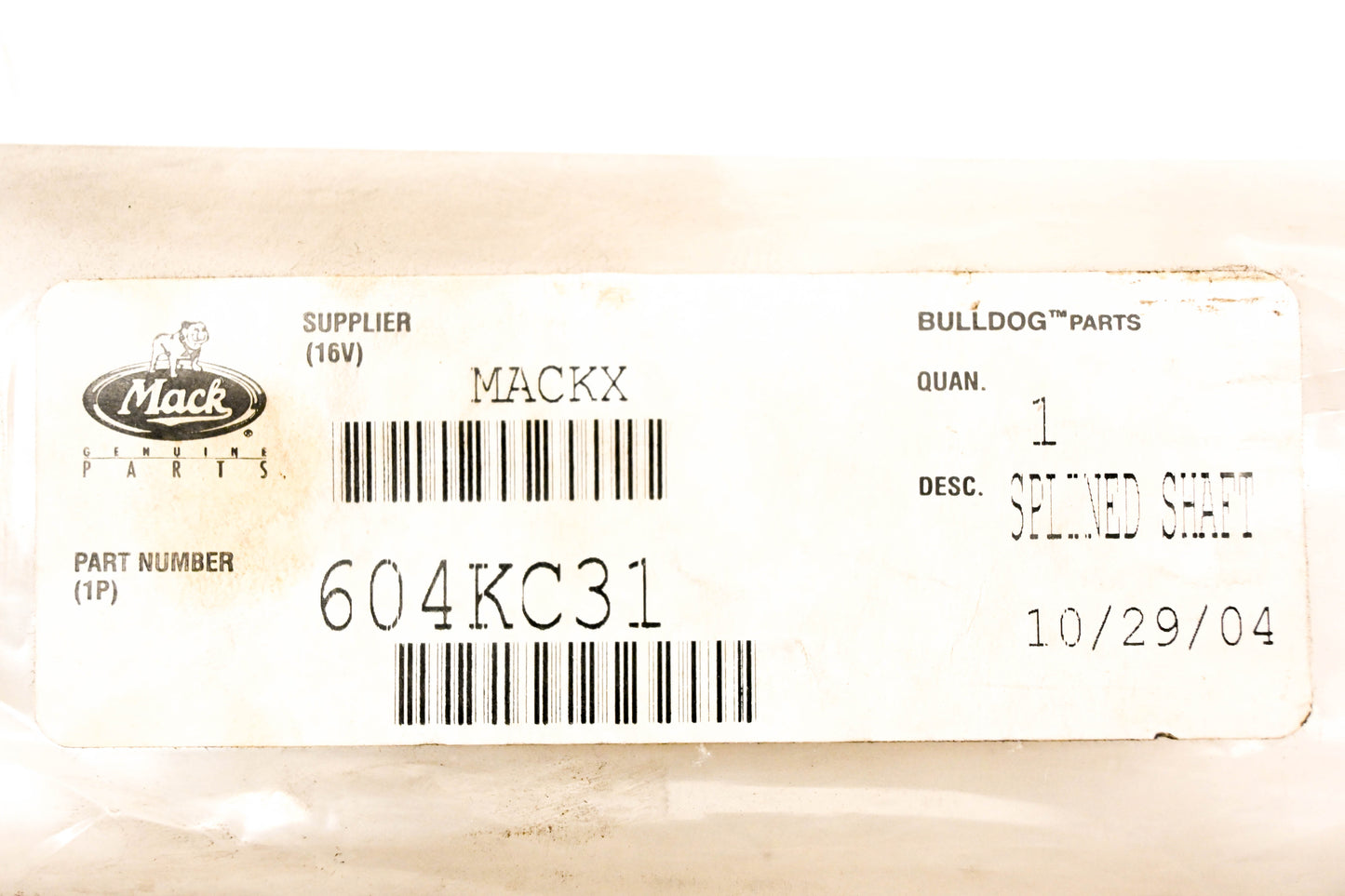 Mack 604KC31 Clutch Release Splined Shaft NOS
