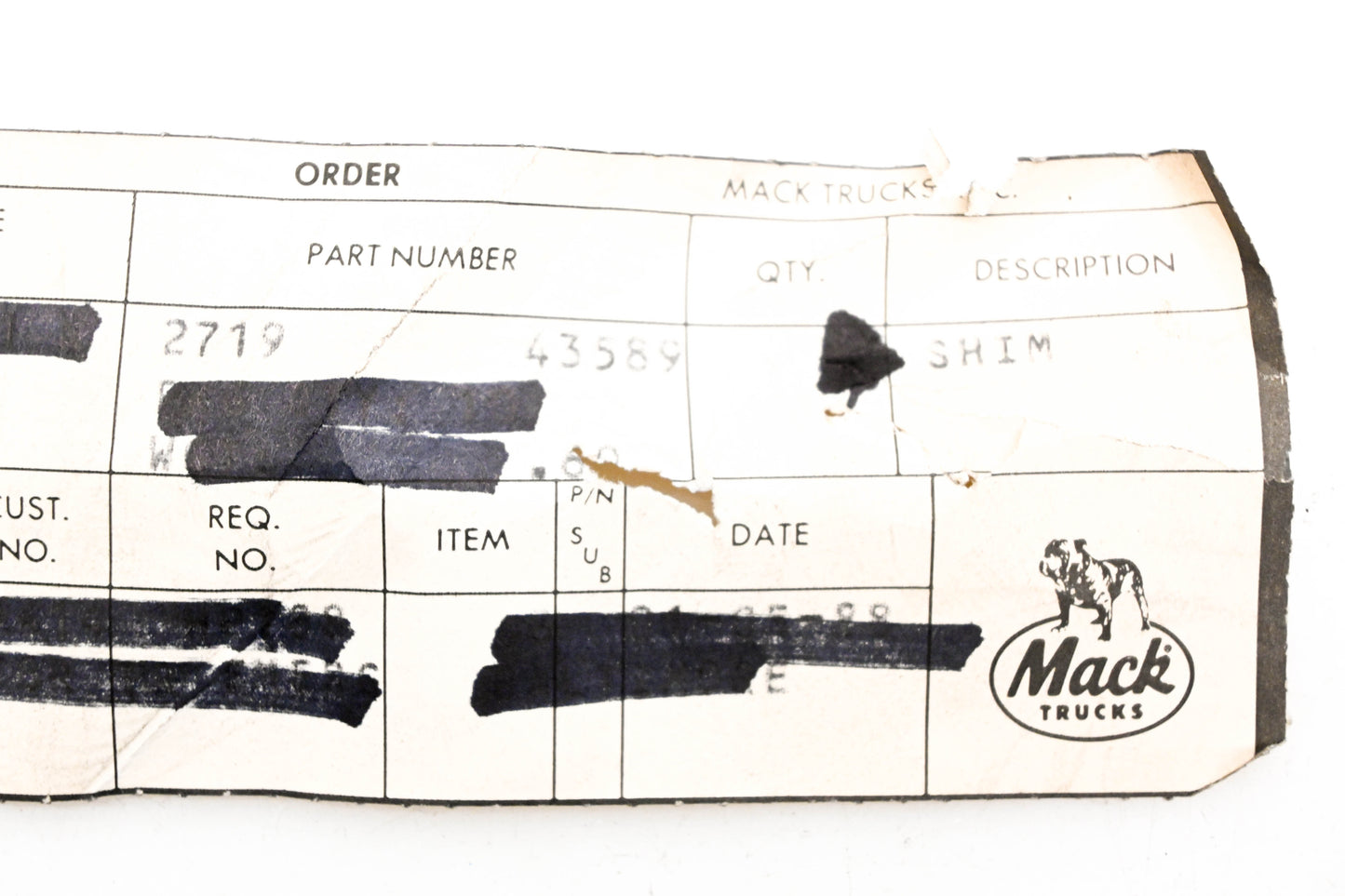 Mack 271943589 Shim NOS