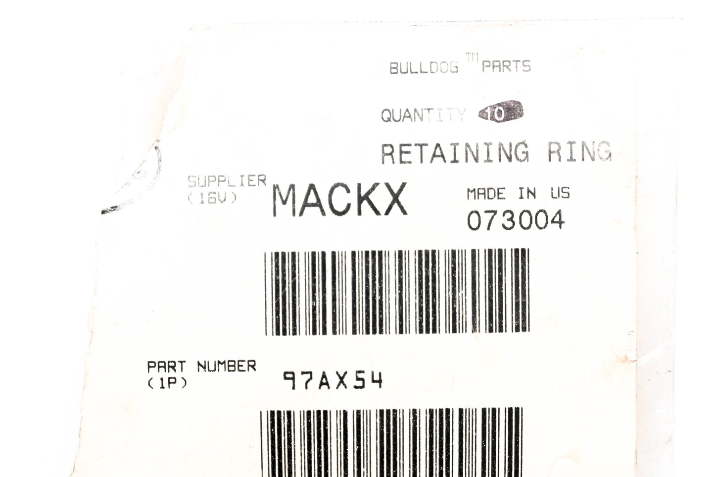 Mack 97AX54 Retaining Snap Ring NOS