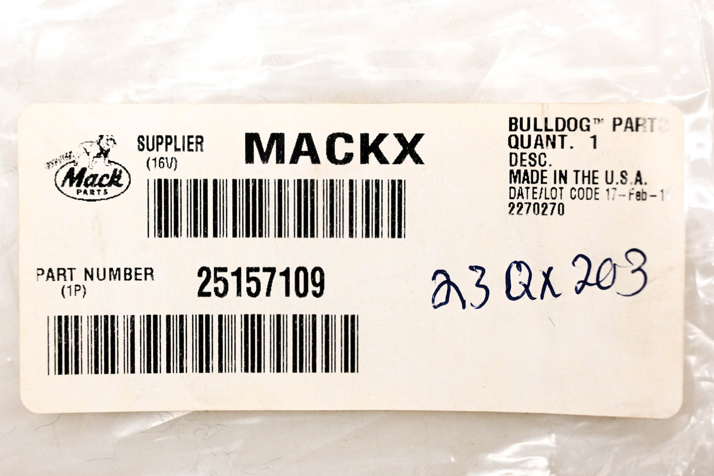 Mack 25157109, 23QX203 Door Stop Strap NOS