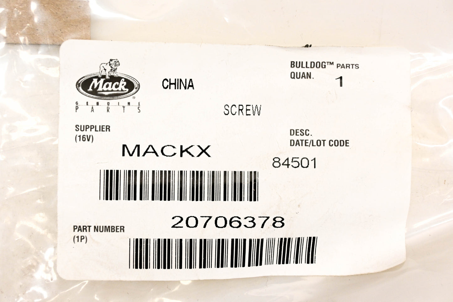 Mack 20706378 Rocker Arm Screw NOS
