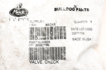 Mack 20QE2180 Check Valve NOS