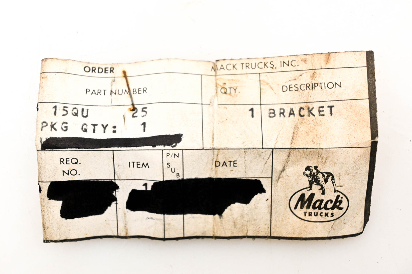 Mack 15QU25 Bracket NOS