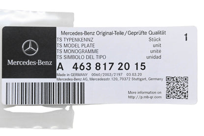 New OEM Mercedes-Benz 463 817 20 15 Model Plate NOS