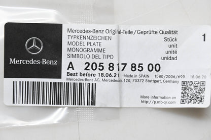 New OEM Mercedes-Benz 205 817 85 00 Model Plate NOS