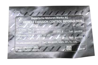 New OEM BMW 71 22 8 602 431 Vehicle Emission Control Information Warning NOS