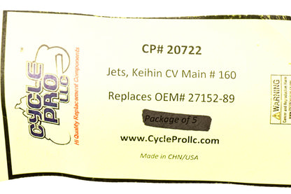 Cycle Pro 20722, DS-289321, 27152-89 Keihin Main Jet #160 NOS