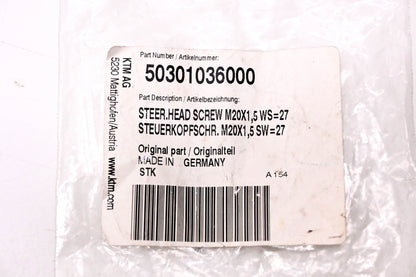New OEM KTM 50301036000 Steer- Head Screw M20-27 NOS