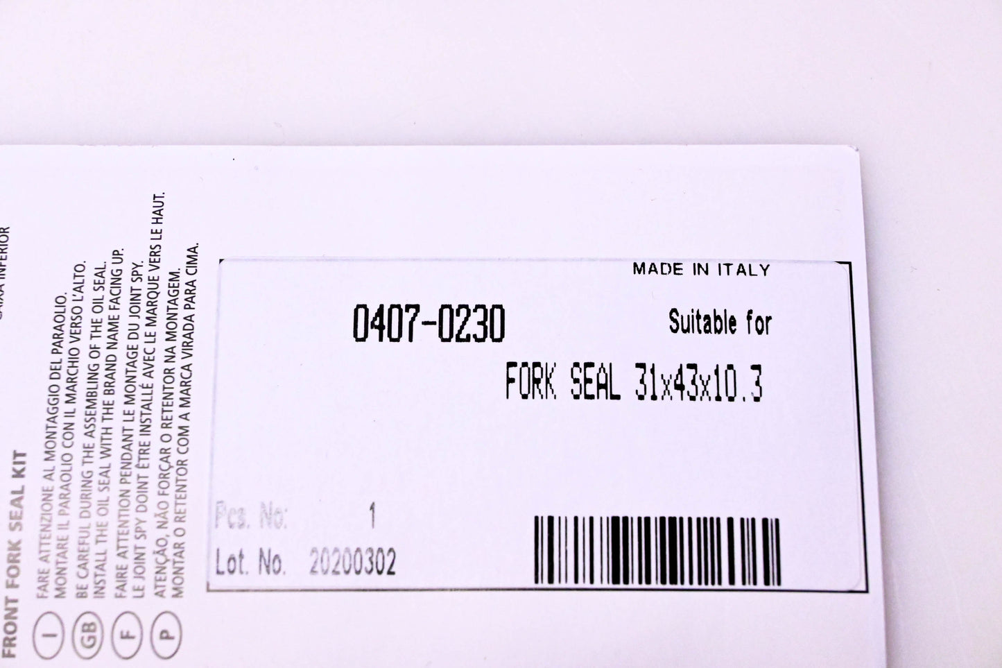 Parts Unlimited 0407-0230 Fork Seal Kit NOS