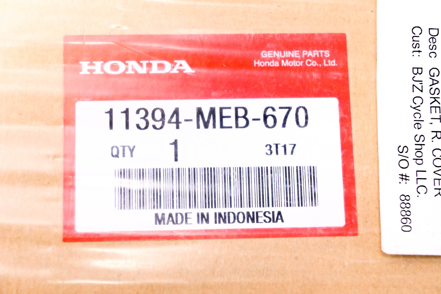New OEM Honda 11394-MEB-670 Clutch Cover Gasket NOS