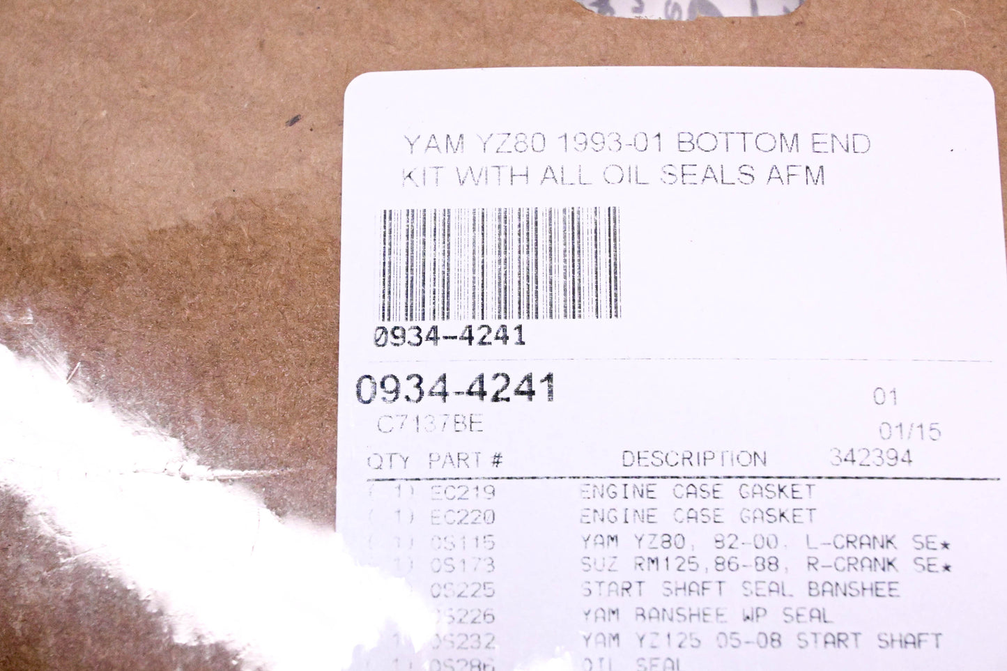 Cometic 0934-4241, C7137BE Bottom End Kit With All Oil Seals NOS