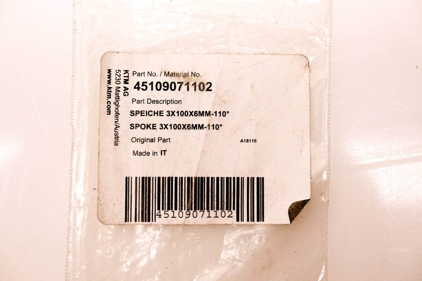 New OEM KTM 45109071102 Spoke NOS
