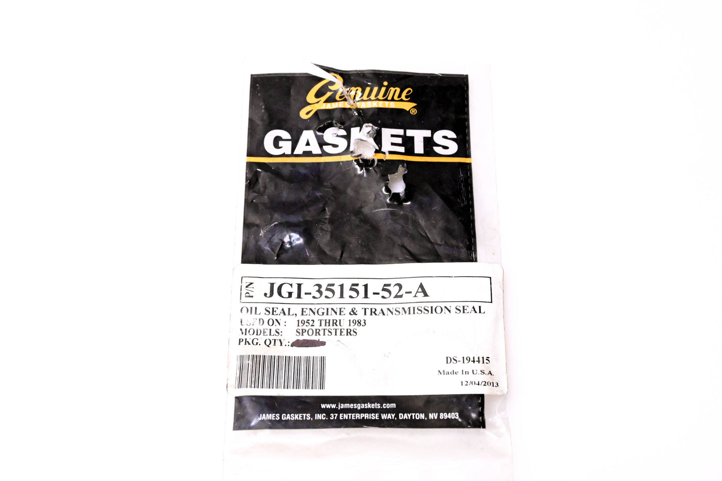 James Gaskets JGI-35151-52-A, DS-194415 Engine Transmission Seal NOS