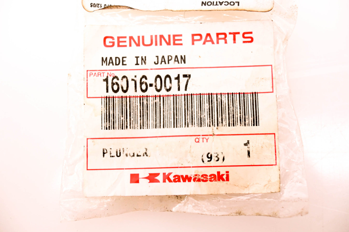 New OEM Kawasaki 16016-0017 Plunger NOS