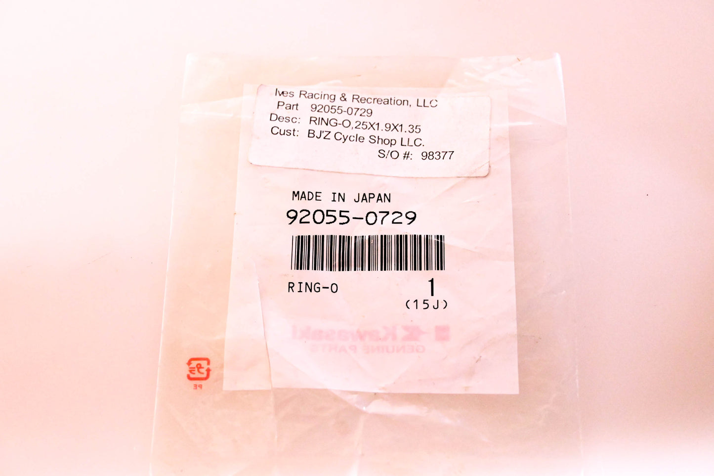 New OEM Kawasaki 92055-0729 O-Ring NOS