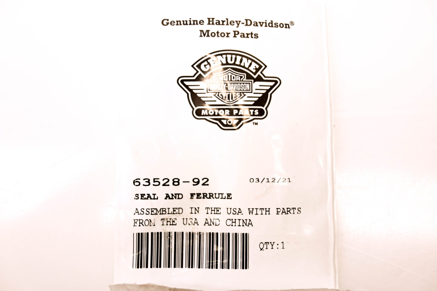 New OEM Harley-Davidson 63528-92 Seal & Ferrule NOS
