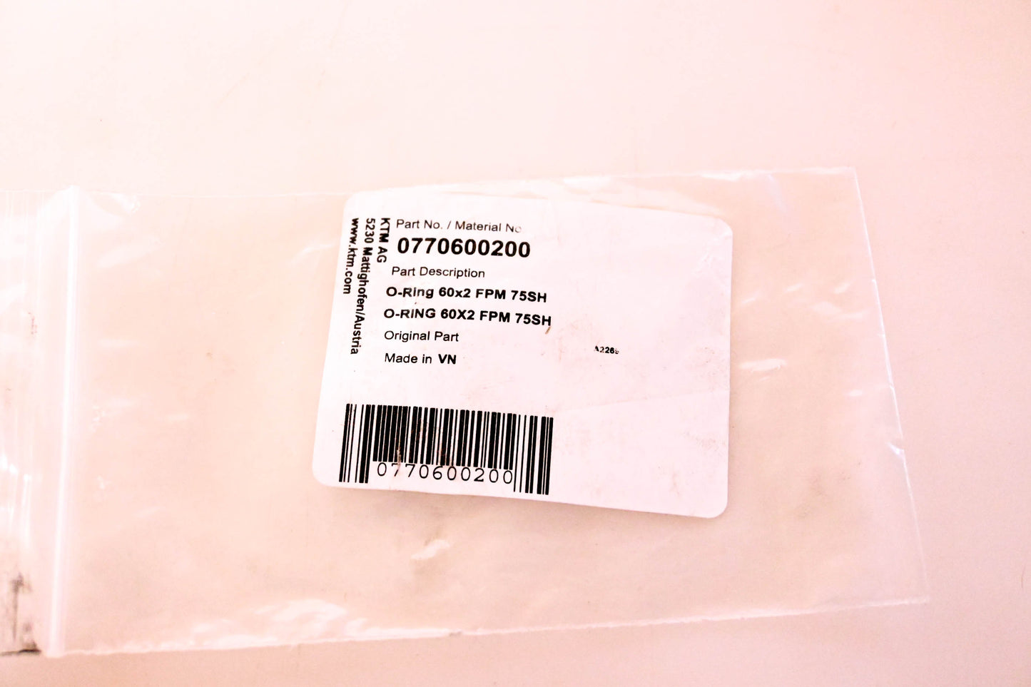 New OEM KTM 0770600200 O-Ring NOS
