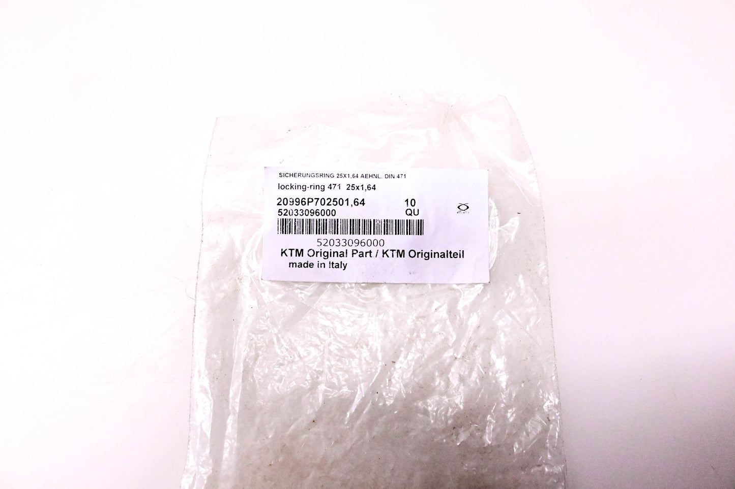 New OEM KTM 52033096000, 20996P702501 Locking Ring471 25x1, 64 NOS