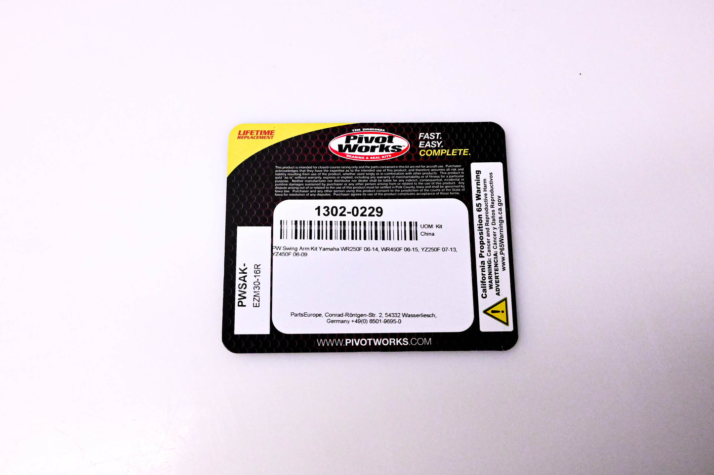 Pivot Works 1302-0229, EZM30-16R Swing Arm Kit NOS