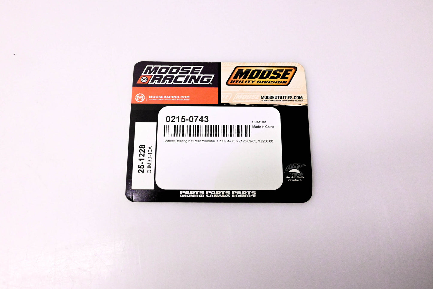 Moose Racing 0215-0743, 25-1228, QJM30-10A Rear Wheel Bearing Kit NOS