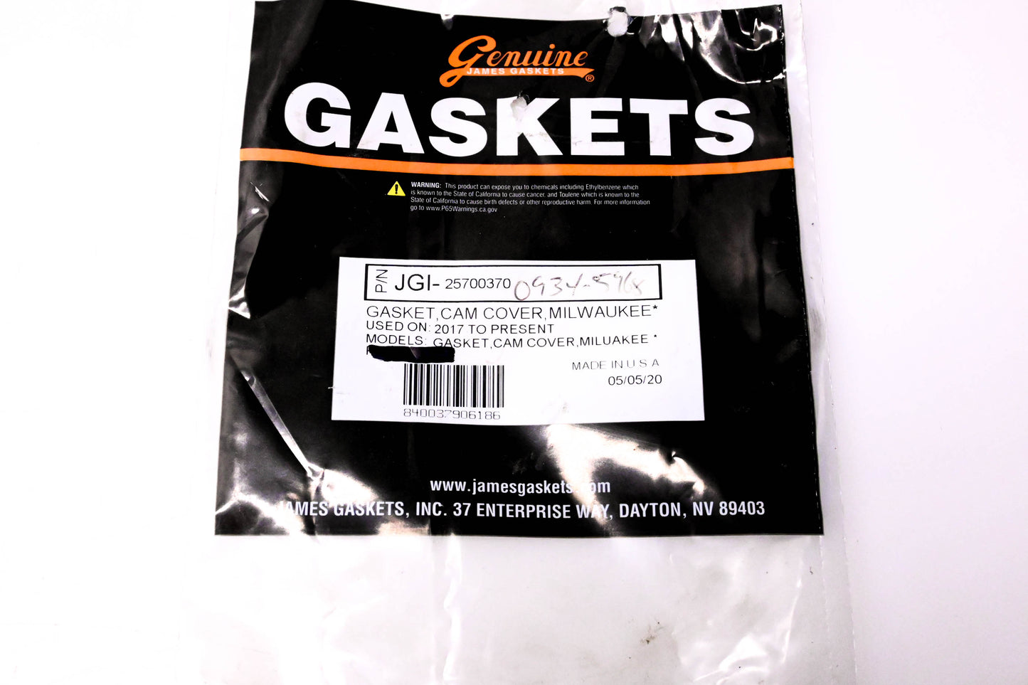 James Gaskets JGI-25700370, 0934-5968 Cam Cover Gasket NOS