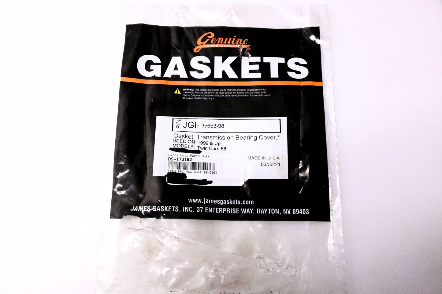 James Gaskets JGI-35653-98, DS-173192 Transmission Bearing Cover Gasket NOS