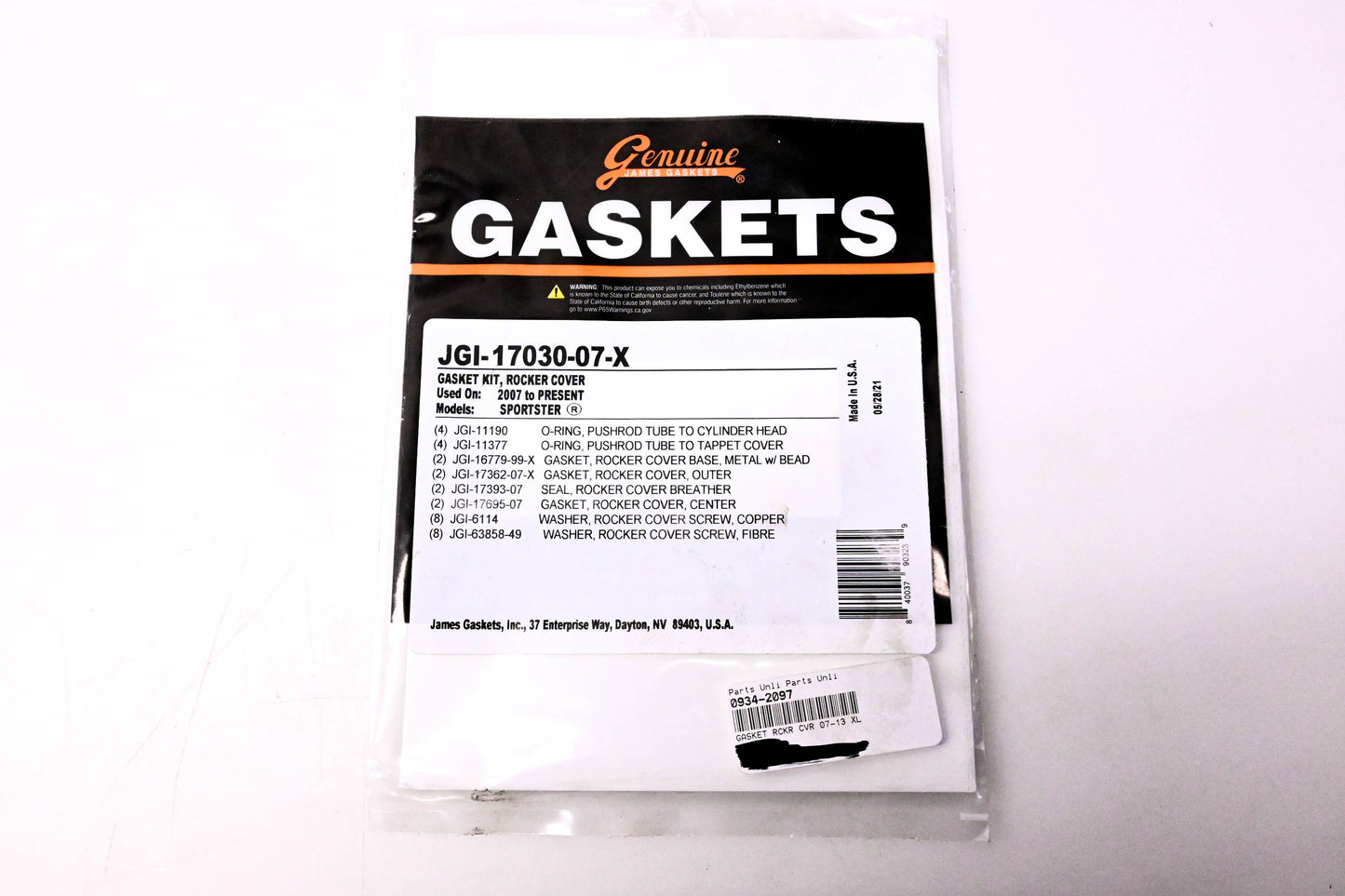 James Gaskets JGI-17030-07-X, 0934-2097 Rocker Cover Gasket Kit NOS
