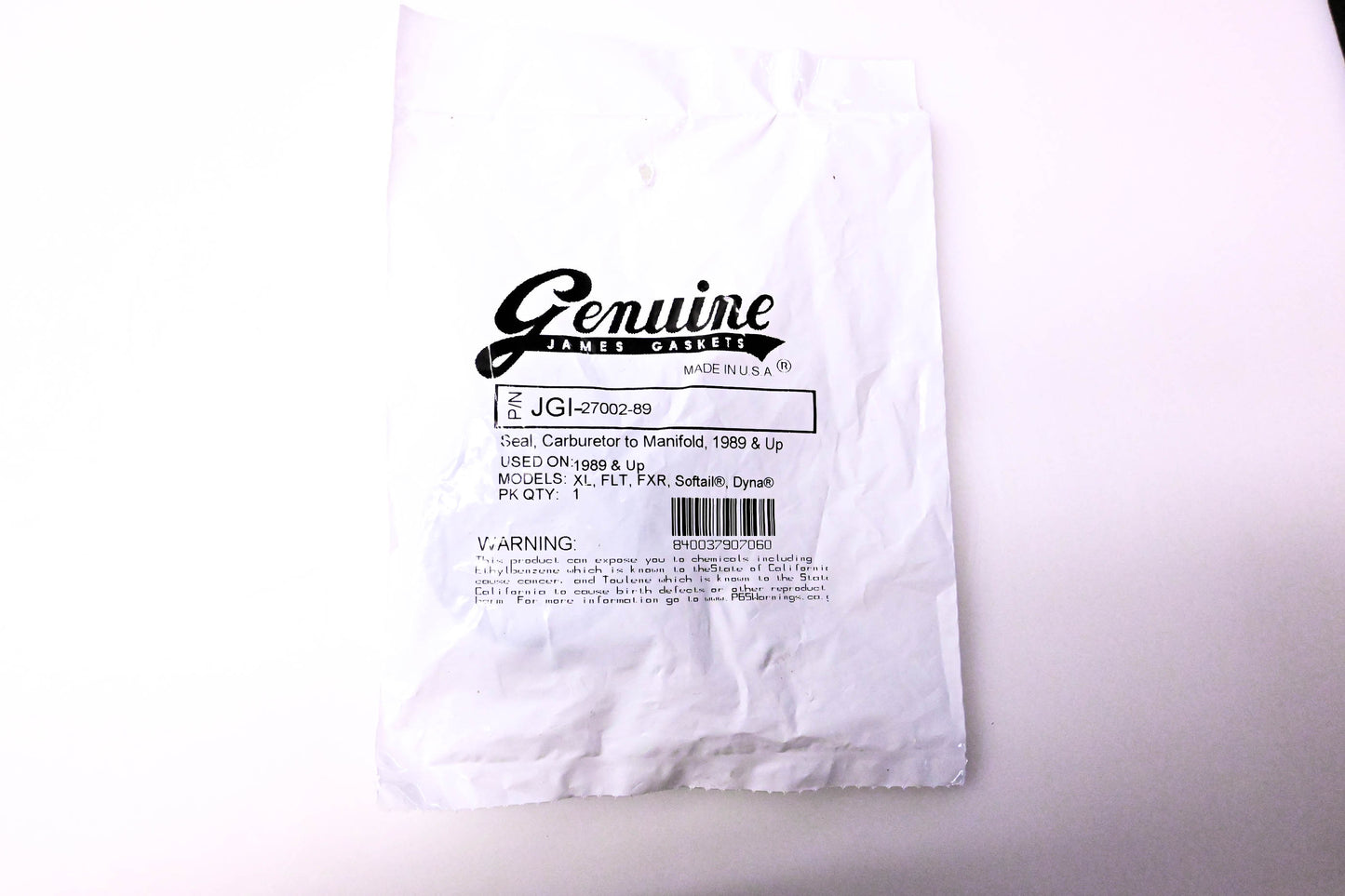 James Gaskets JGI-27002-89 Carburetor To Manifold Seal NOS