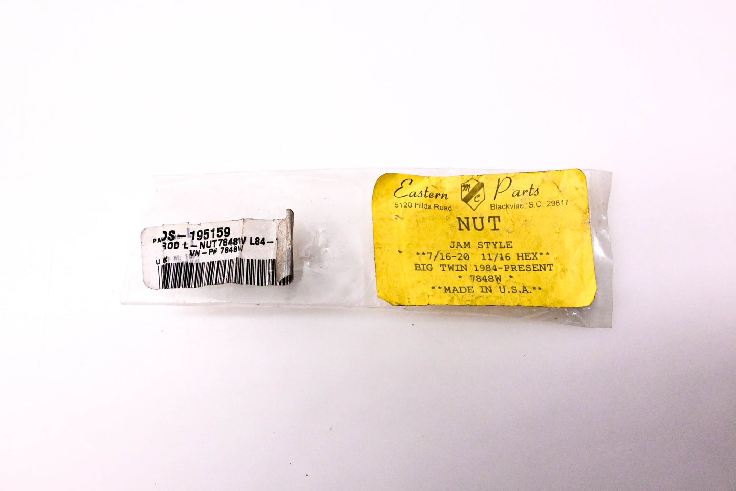 Eastern Parts 7848W, DS-195159 Jam Style Nut NOS