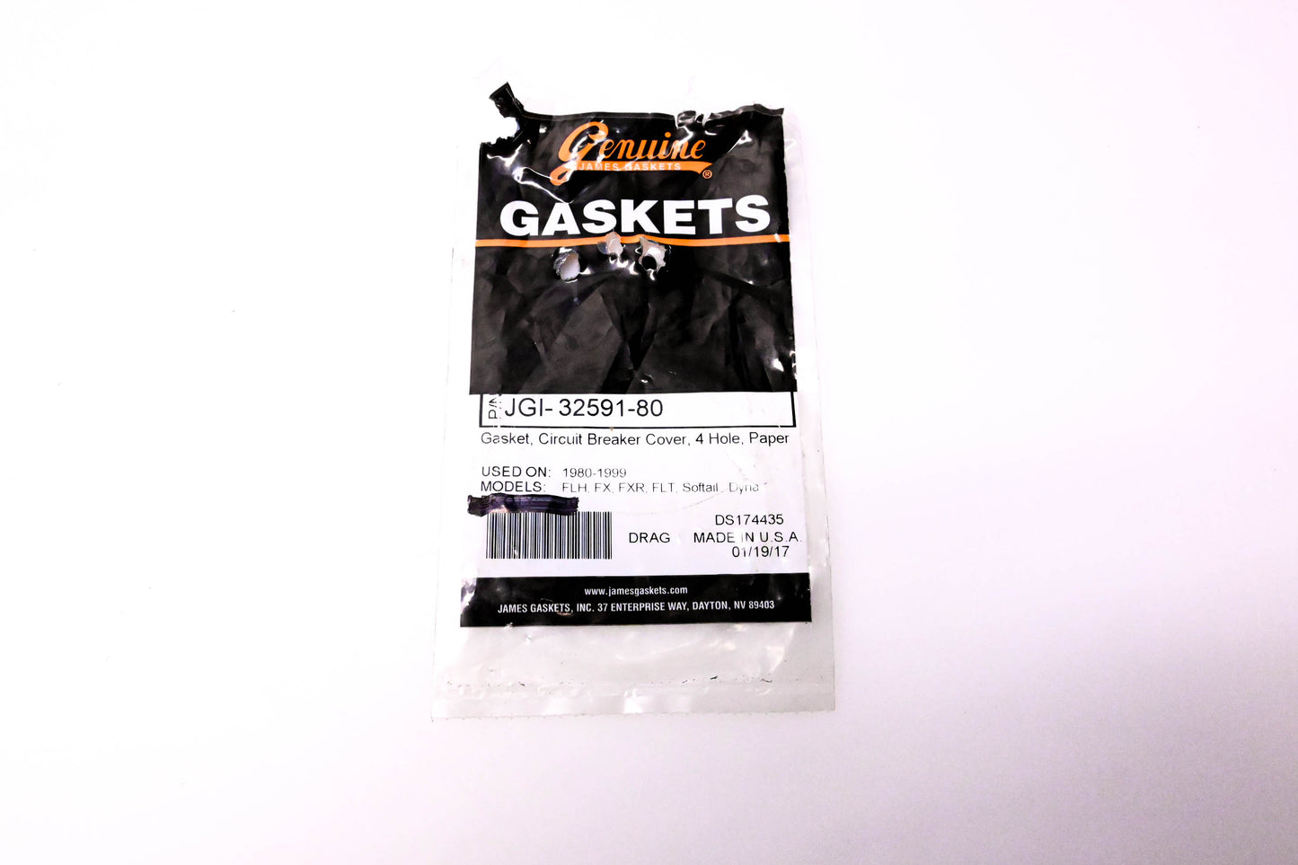 James Gaskets JGI-32591-80, DS174435 4 Hole Circuit Breaker Cover Gasket, Paper NOS