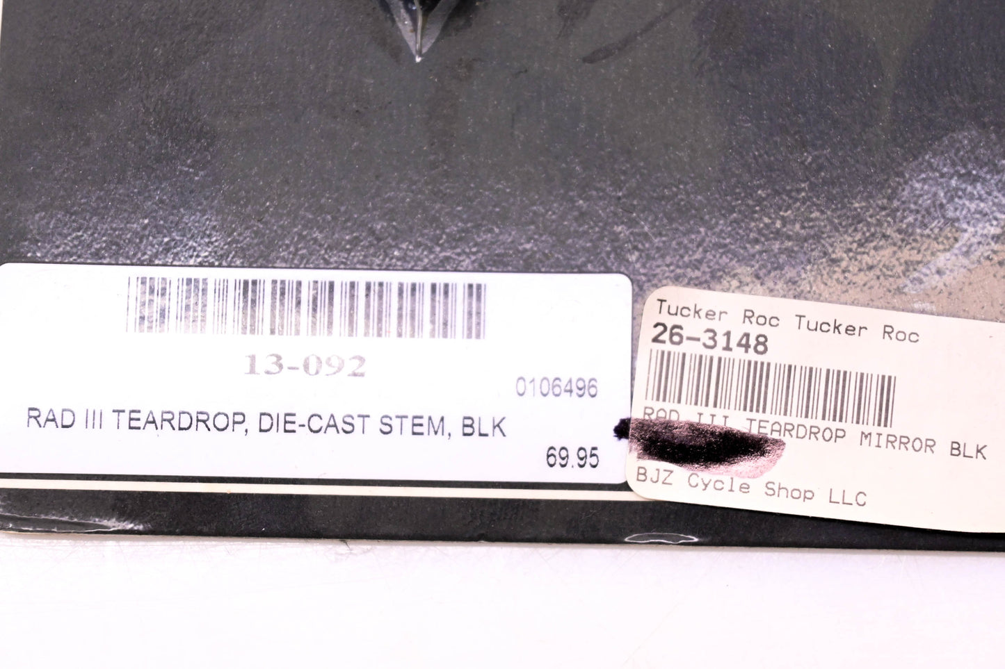 Arlen Ness 13-092 Black Rad III Teardrop Mirror NOS