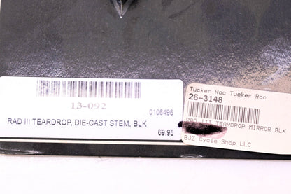 Arlen Ness 13-092 Black Rad III Teardrop Mirror NOS