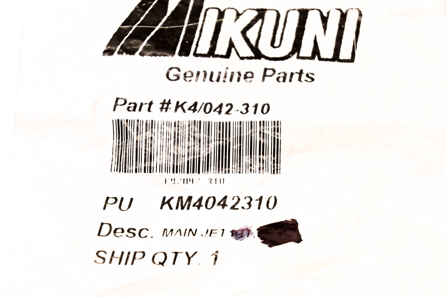 Mikuni K4/042-310, KM4042310 Main Jet NOS