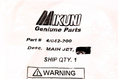 Mikuni 042-200 Main Jet NOS