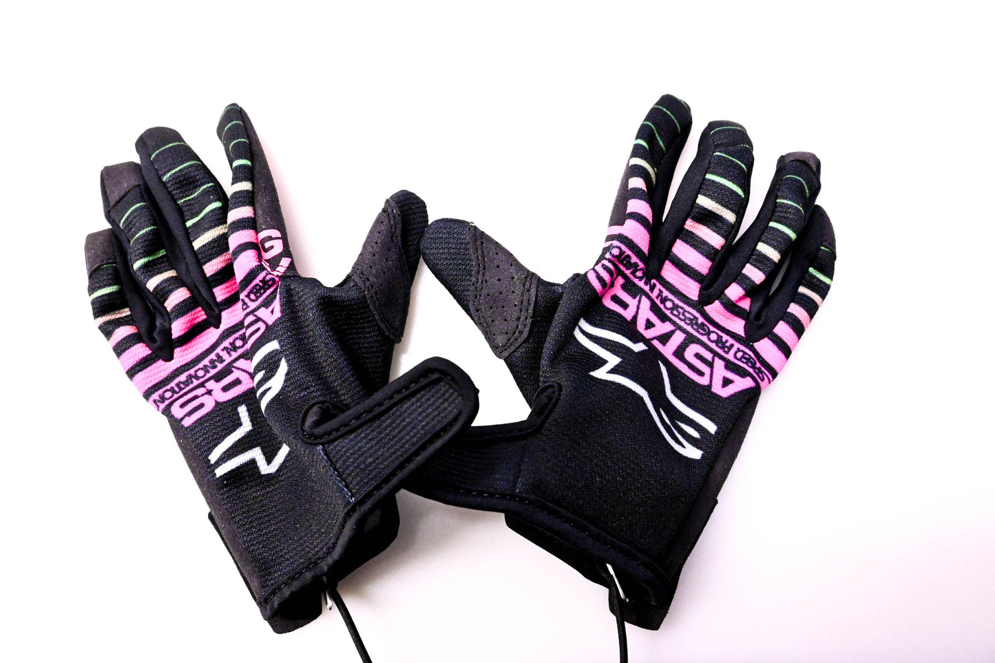 Alpinestars 3541822, 482-7420XS Pair of Youth Radar Gloves Black Green Neon Pink XS NOS