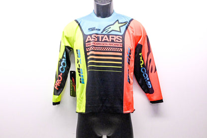 Alpinestars 3772122, 482-9751YM Youth Racer Compass Jersey Black Fluorescent Yellow Coral Neon Blue Medium NOS