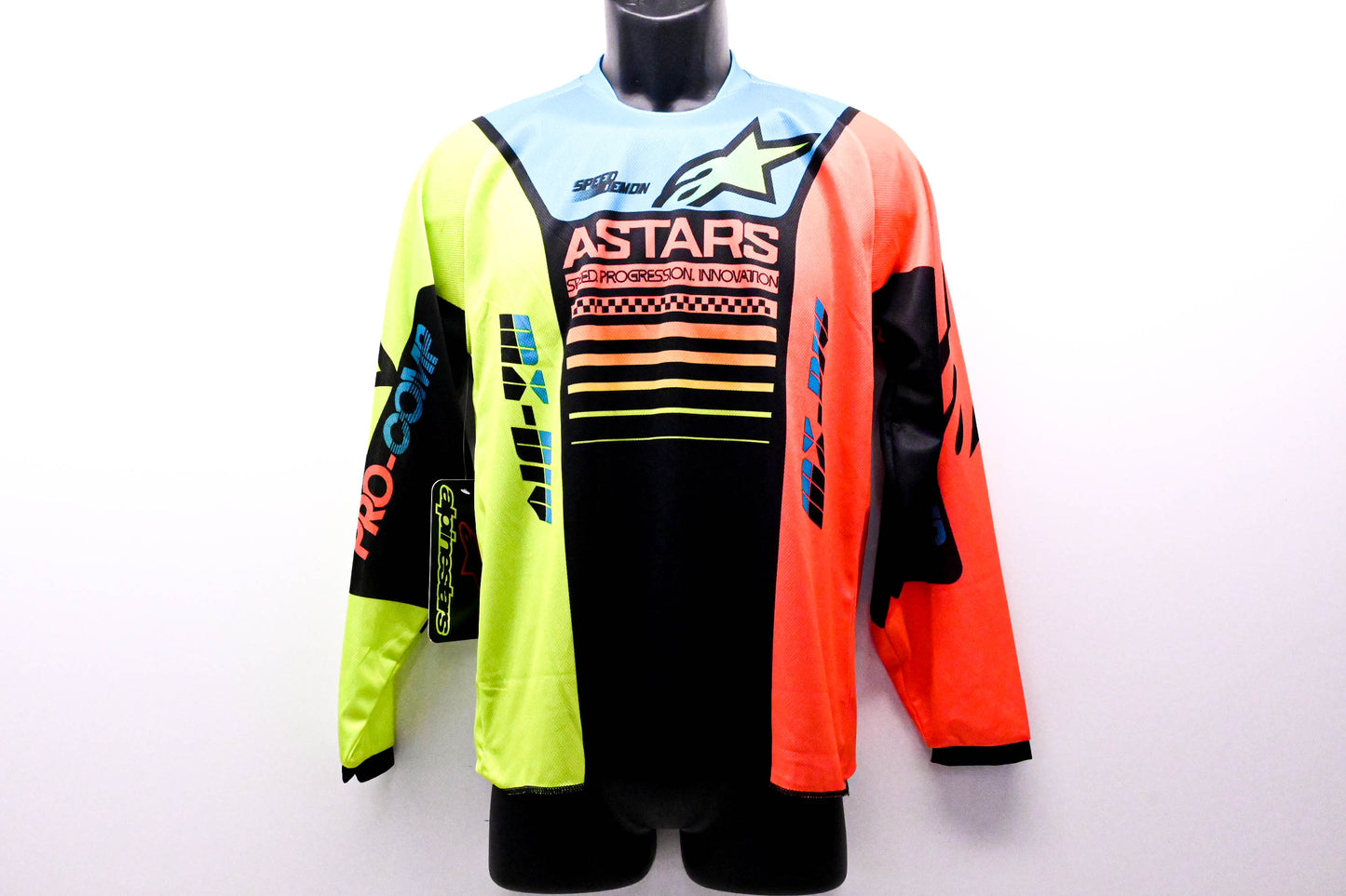 Alpinestars 3772122, 482-9751YX Youth Racer Compass Jersey Black Fluorescent Yellow Coral Neon Blue XL NOS