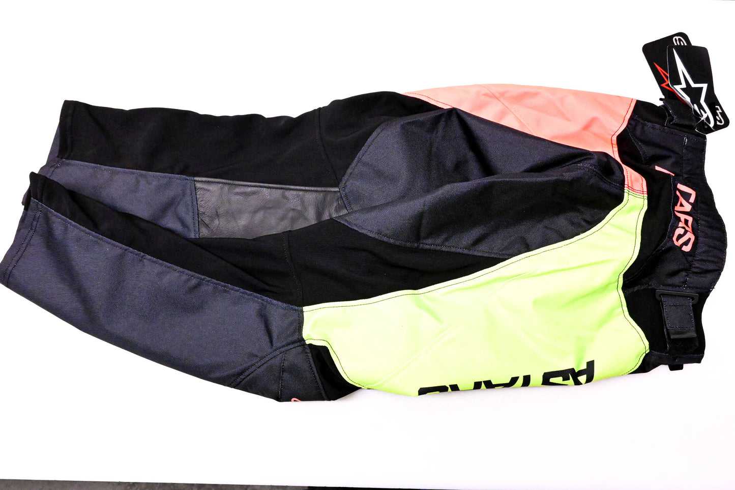 Alpinestars 3742122, 482-975728 Youth Racer Compass Pants Black Fluorescent Yellow & Coral Size 28 NOS