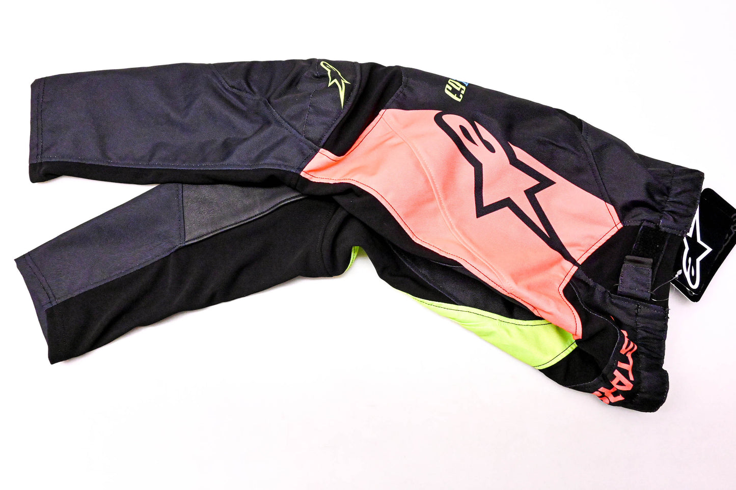 Alpinestars 3742122, 482-975724 Youth Racer Compass Pants Black Fluorescent Yellow & Coral Size 24 NOS