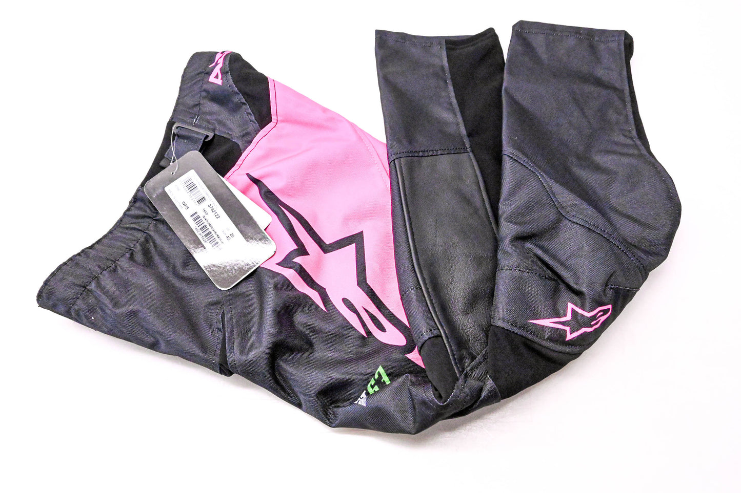 Alpinestars 3742122, 482-975828 Youth Racer Compass Pants Black Neon Green Fluorescent Pink Size 28 NOS