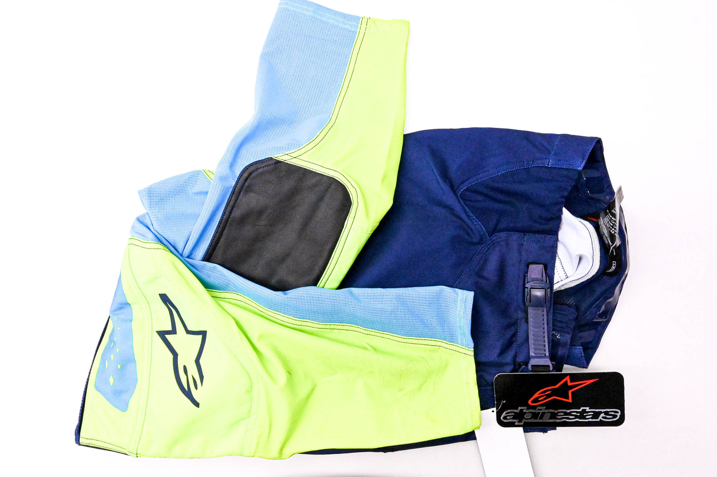 Alpinestars 3721022, 482-970538 Techstar Factory Pants Dark Blue Fluorescent Yellow Neon Blue Size 38 NOS